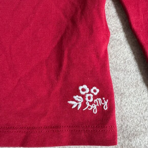 Red embroidered shirt Peter Pan collar size 2T NEW with flaw Parisian retro - Picture 5 of 11